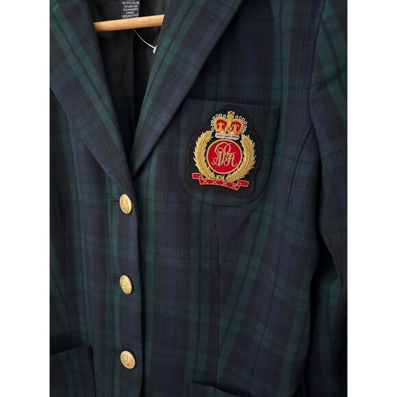 Andrea Behar x Boston Proper Chest‎ Emblem Chest Tartan Plaid Blazer Size 8 - Picture 5 of 9